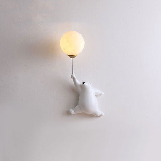 Bear and Balloon Resin Wall Light with Globe Shade - Arrielight