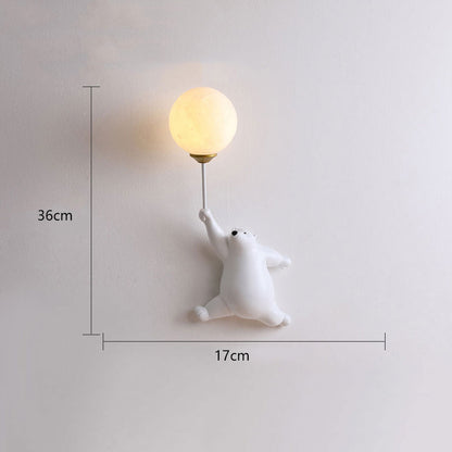 Bear and Balloon Resin Wall Light with Globe Shade - Arrielight