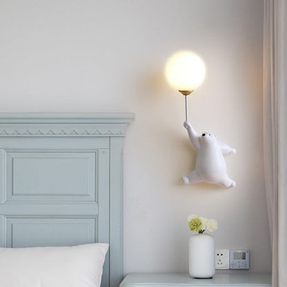 Bear and Balloon Resin Wall Light with Globe Shade - Arrielight