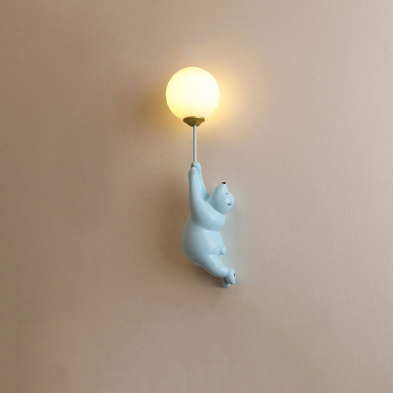 Bear and Balloon Resin Wall Light with Globe Shade - Arrielight