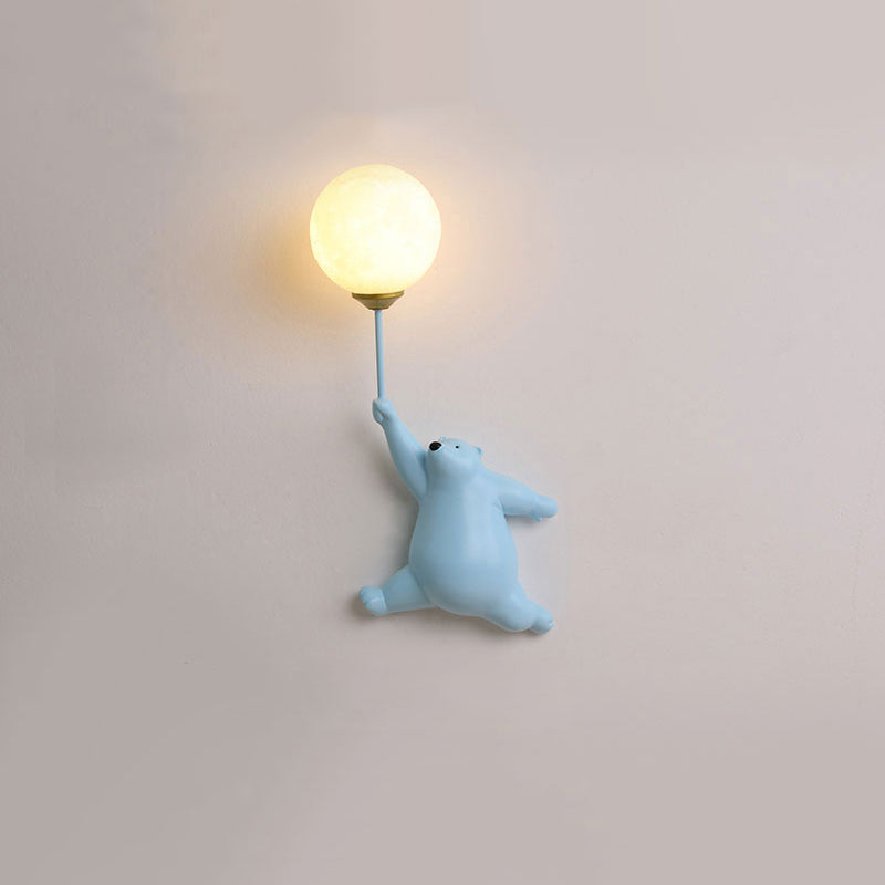 Bear and Balloon Resin Wall Light with Globe Shade - Arrielight