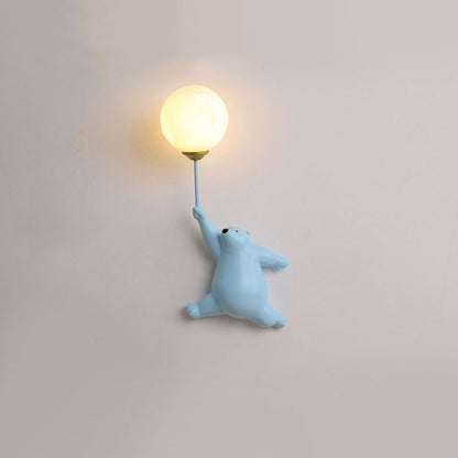 Bear and Balloon Resin Wall Light with Globe Shade - Arrielight