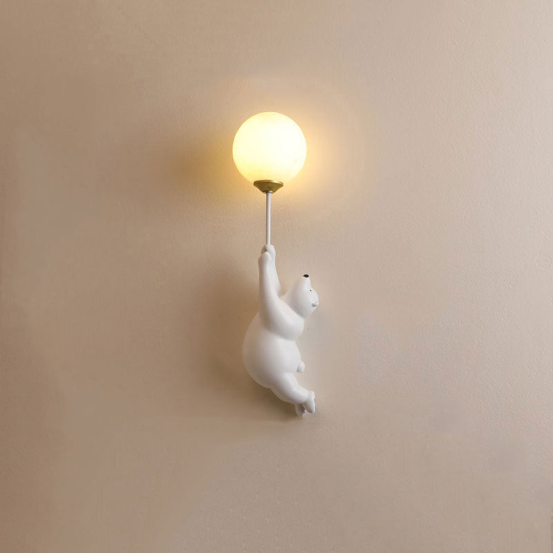 Bear and Balloon Resin Wall Light with Globe Shade - Arrielight