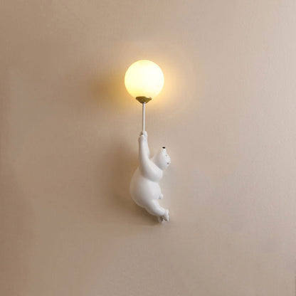 Bear and Balloon Resin Wall Light with Globe Shade - Arrielight