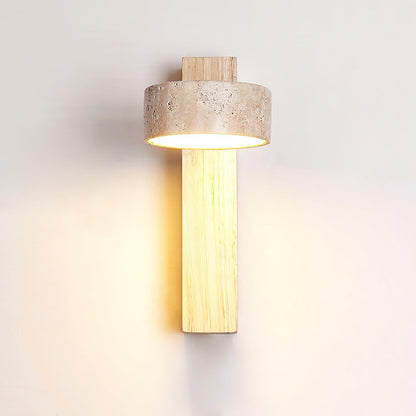 Travertine and Wood Wall Light - Arrielight