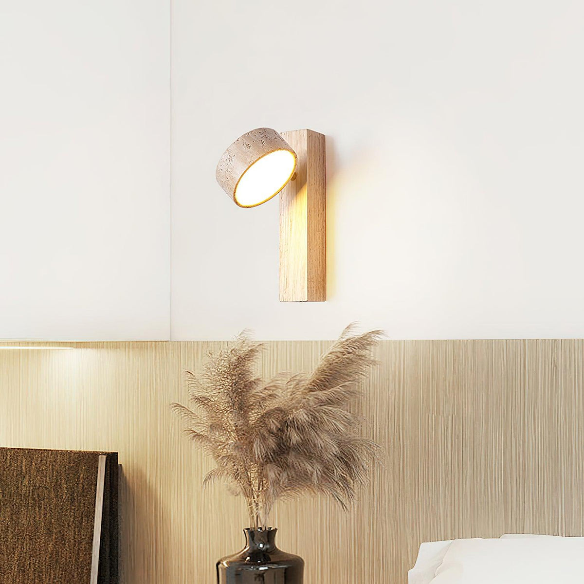 Travertine and Wood Wall Light - Arrielight