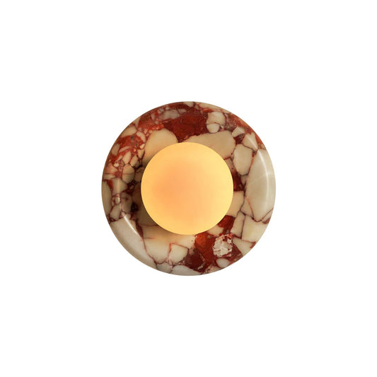 Round Marble Wall Light with Opal Glass Globe - Arrielight