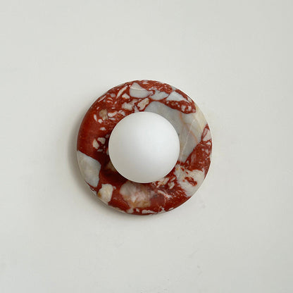 Round Marble Wall Light with Opal Glass Globe - Arrielight