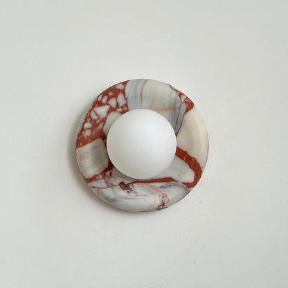 Round Marble Wall Light with Opal Glass Globe - Arrielight