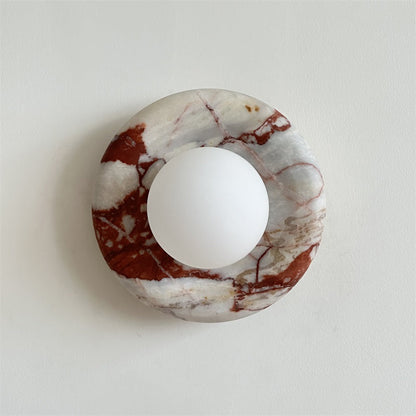 Round Marble Wall Light with Opal Glass Globe - Arrielight
