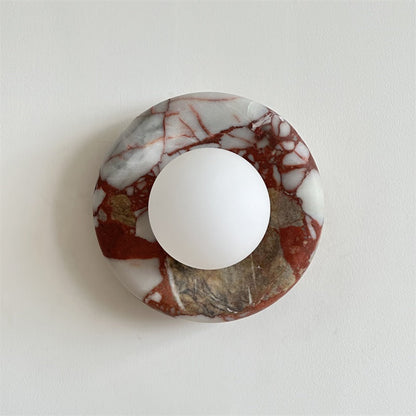 Round Marble Wall Light with Opal Glass Globe - Arrielight