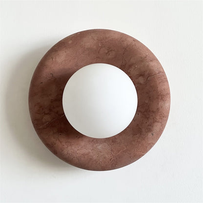 Round Marble Wall Light with Opal Glass Globe - Arrielight