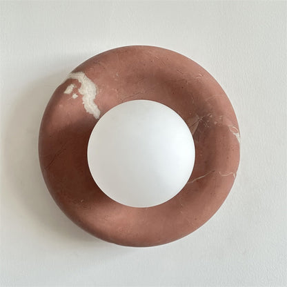 Round Marble Wall Light with Opal Glass Globe - Arrielight