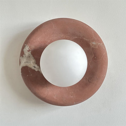 Round Marble Wall Light with Opal Glass Globe - Arrielight