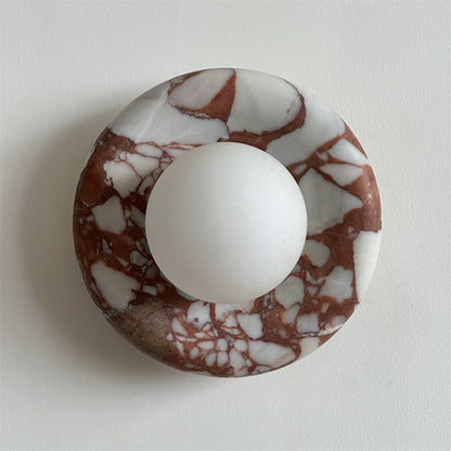 Round Marble Wall Light with Opal Glass Globe - Arrielight