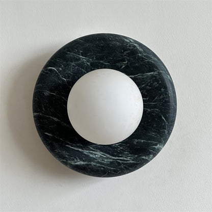 Round Marble Wall Light with Opal Glass Globe - Arrielight
