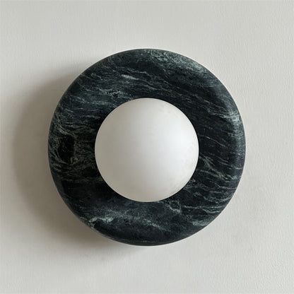 Round Marble Wall Light with Opal Glass Globe - Arrielight