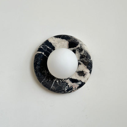 Round Marble Wall Light with Opal Glass Globe - Arrielight