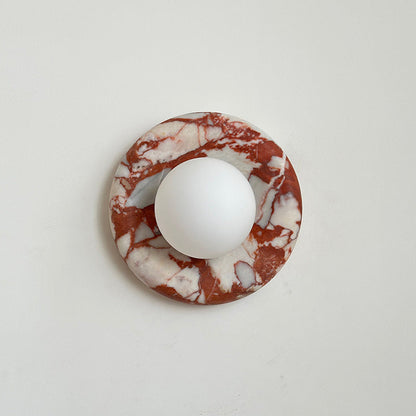 Round Marble Wall Light with Opal Glass Globe - Arrielight