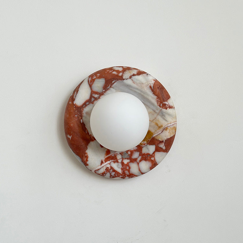 Round Marble Wall Light with Opal Glass Globe - Arrielight