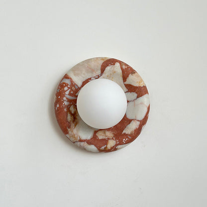 Round Marble Wall Light with Opal Glass Globe - Arrielight