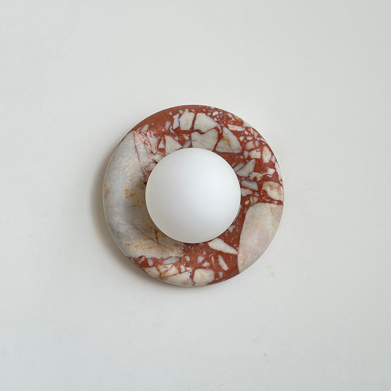 Round Marble Wall Light with Opal Glass Globe - Arrielight