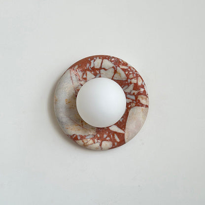 Round Marble Wall Light with Opal Glass Globe - Arrielight