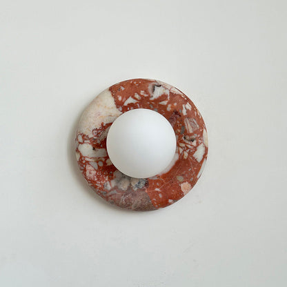Round Marble Wall Light with Opal Glass Globe - Arrielight