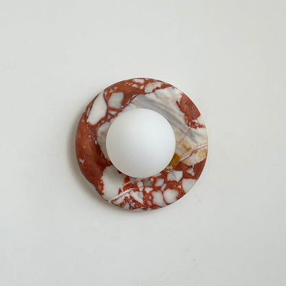 Round Marble Wall Light with Opal Glass Globe - Arrielight