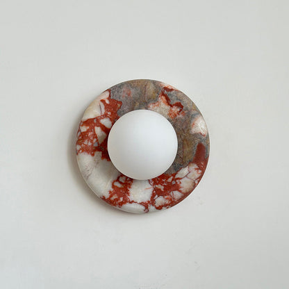 Round Marble Wall Light with Opal Glass Globe - Arrielight