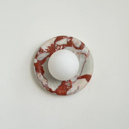 Round Marble Wall Light with Opal Glass Globe - Arrielight