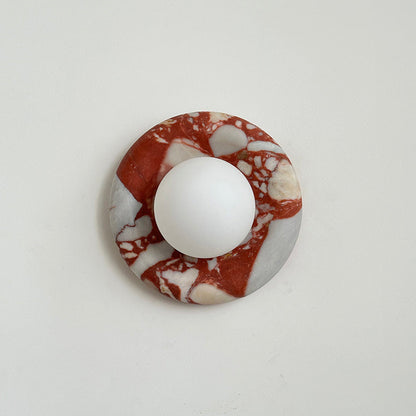 Round Marble Wall Light with Opal Glass Globe - Arrielight