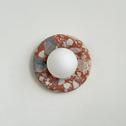 Round Marble Wall Light with Opal Glass Globe - Arrielight