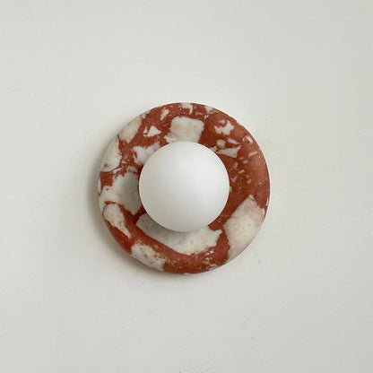 Round Marble Wall Light with Opal Glass Globe - Arrielight