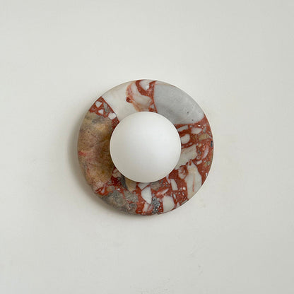 Round Marble Wall Light with Opal Glass Globe - Arrielight