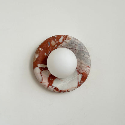 Round Marble Wall Light with Opal Glass Globe - Arrielight
