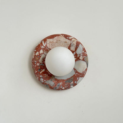 Round Marble Wall Light with Opal Glass Globe - Arrielight