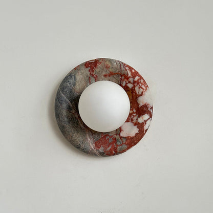 Round Marble Wall Light with Opal Glass Globe - Arrielight