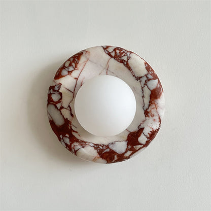 Round Marble Wall Light with Opal Glass Globe - Arrielight