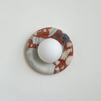Round Marble Wall Light with Opal Glass Globe - Arrielight