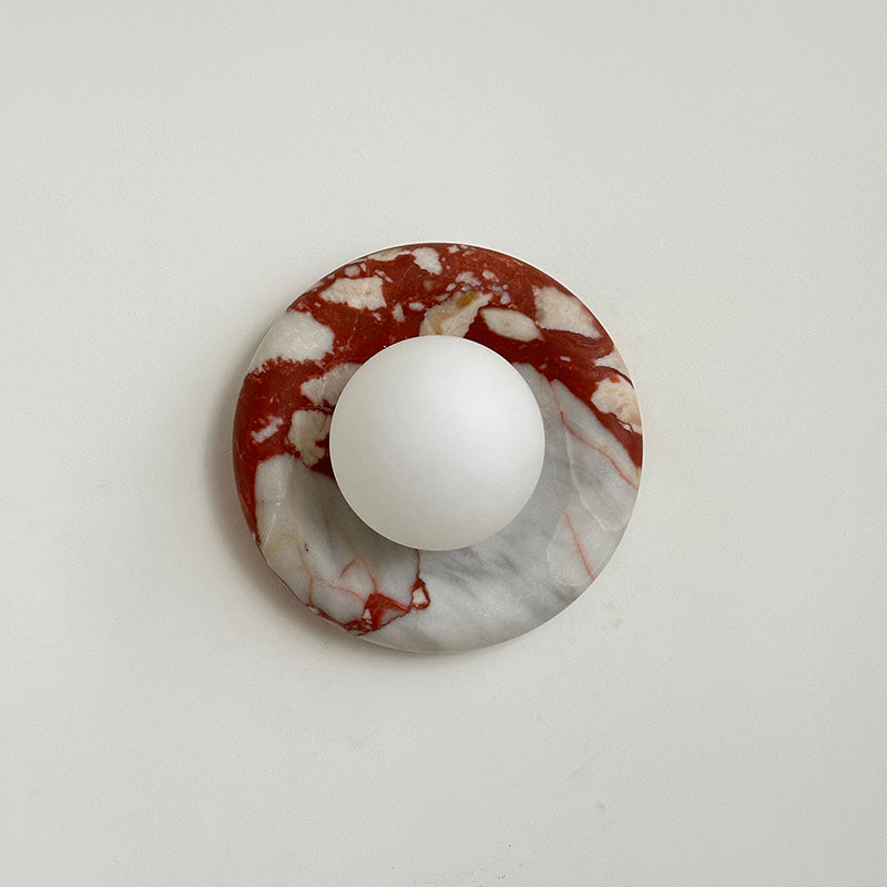 Round Marble Wall Light with Opal Glass Globe - Arrielight