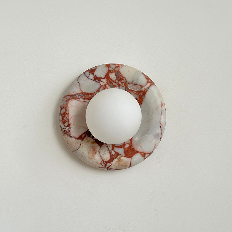 Round Marble Wall Light with Opal Glass Globe - Arrielight