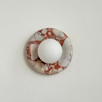 Round Marble Wall Light with Opal Glass Globe - Arrielight