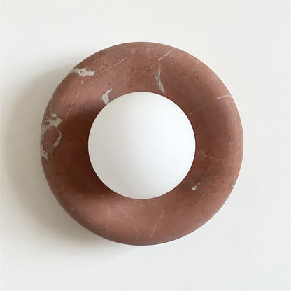 Round Marble Wall Light with Opal Glass Globe - Arrielight