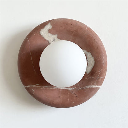 Round Marble Wall Light with Opal Glass Globe - Arrielight