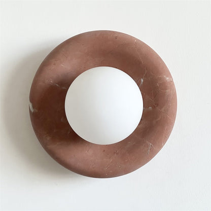 Round Marble Wall Light with Opal Glass Globe - Arrielight