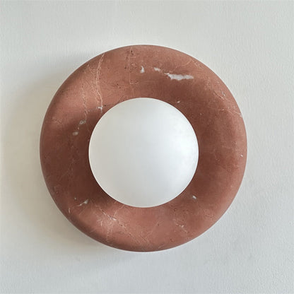 Round Marble Wall Light with Opal Glass Globe - Arrielight