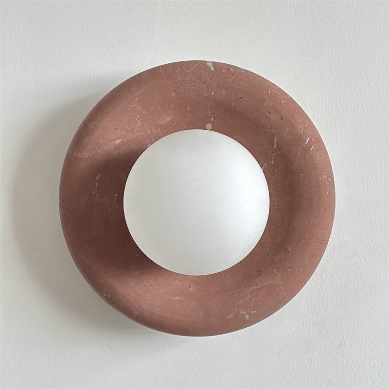 Round Marble Wall Light with Opal Glass Globe - Arrielight