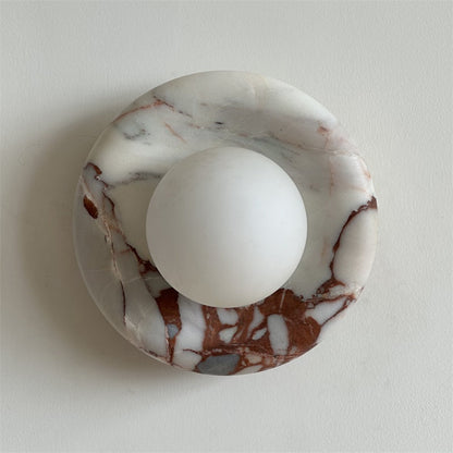 Round Marble Wall Light with Opal Glass Globe - Arrielight