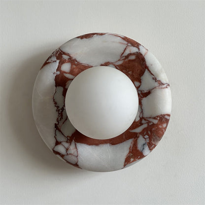Round Marble Wall Light with Opal Glass Globe - Arrielight